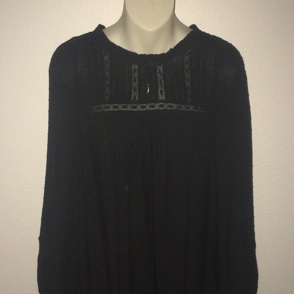 Loft Black Long Sleeve Clip Dot Dress - Picture 1 of 10